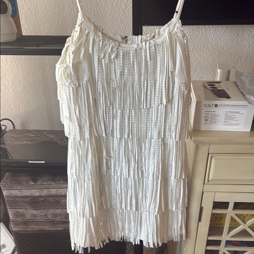 Elegant White Fringe Dress